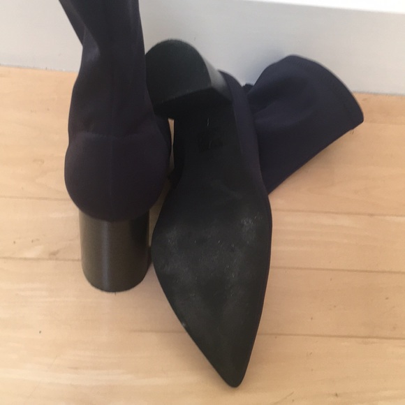Jeffrey Campbell Dark Navy Pointed Toe Sock Ankle Boots - Picture 6 of 8